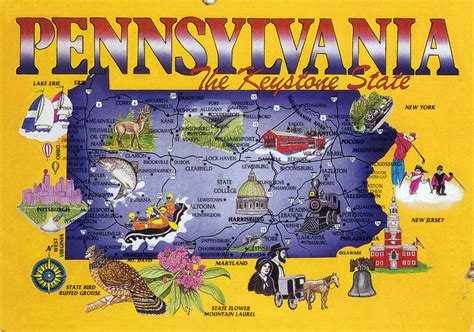 pensilvania mapa|Large Detailed Tourist Map of Pennsylvania With .